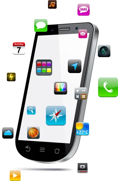 Concepto de smartphone con pantalla táctil . — Vector de stock