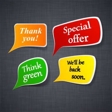 Announcement paper speech labels. clipart