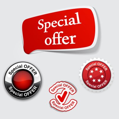 Red set of Special offer labels. clipart