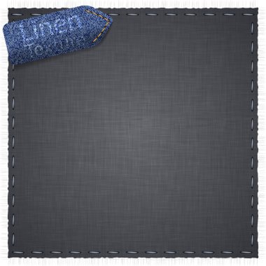 Linen texture with jeans label. clipart