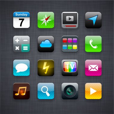 Square modern app icons. clipart