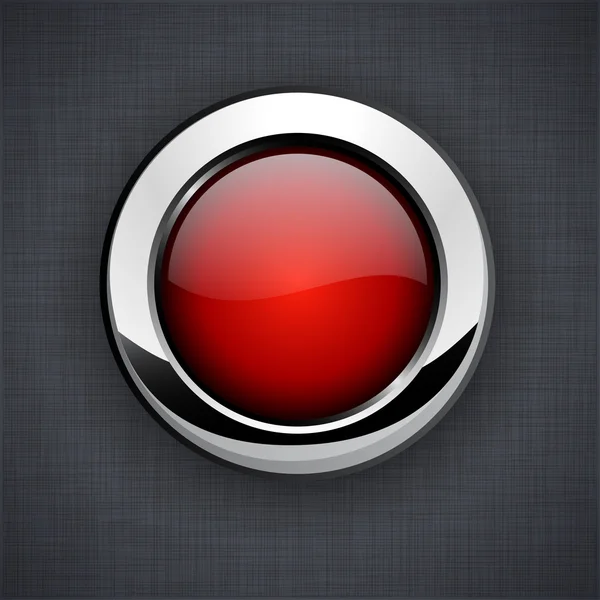 Γυαλιστερό 3d κόκκινο κουμπί. — Διανυσματικό Αρχείο