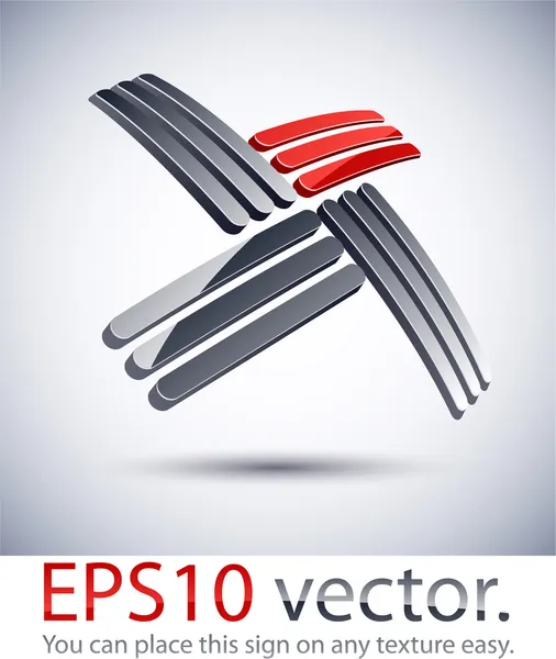 3D-moderne grensoverschrijdende logo pictogram. — Stockvector