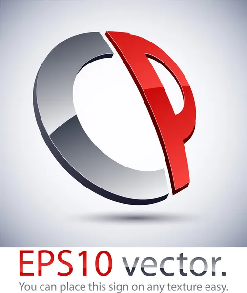 Icono de logotipo CP moderno 3D . — Vector de stock