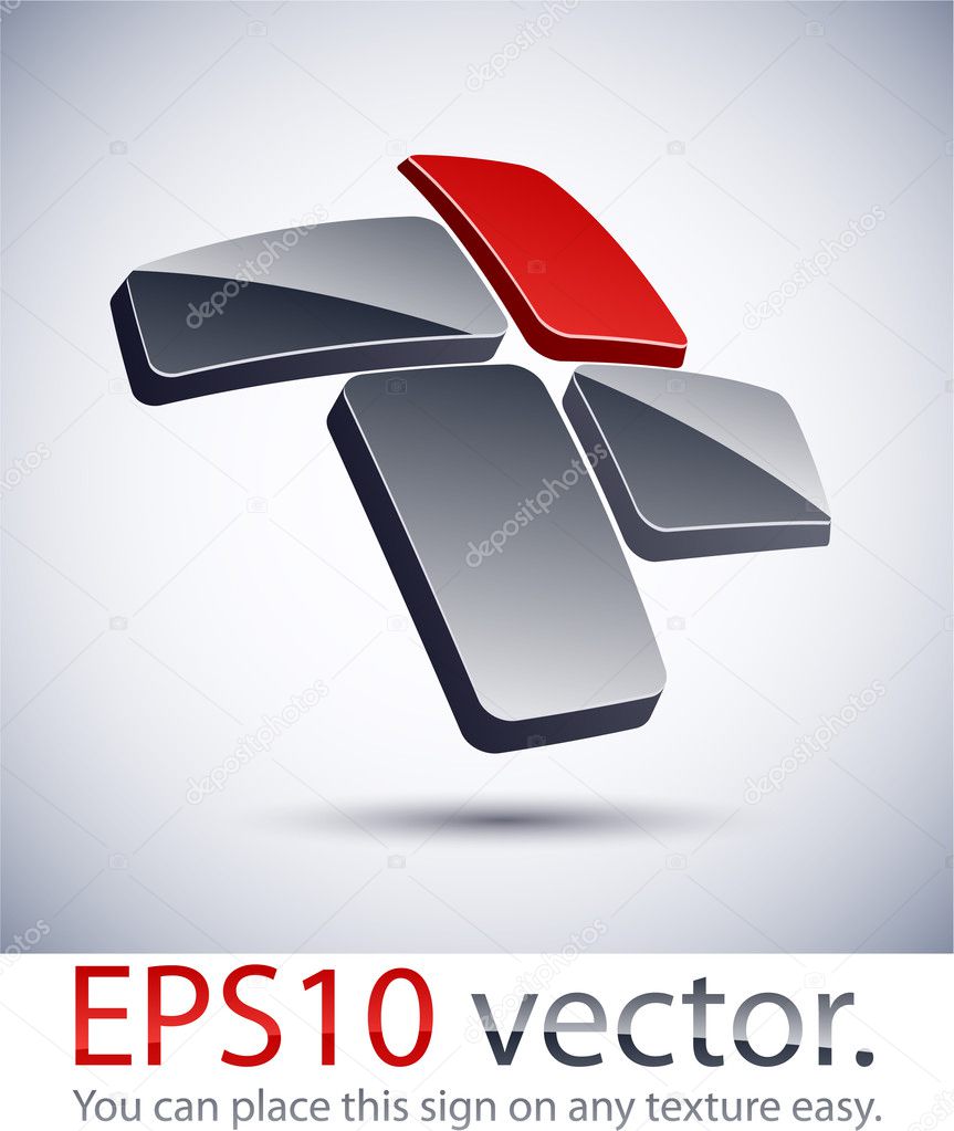 Vector illustration of 3D cross abstract business logo.