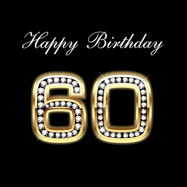 Happy 60 anniversary gold with diamonds background vector free