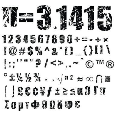 Grunge number and symbol - 2 clipart