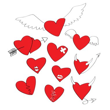 Cartoon heart shapes clipart