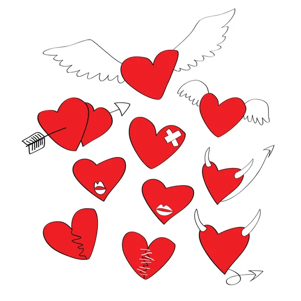 Karikatür kalp şekilleri — Stok Vektör