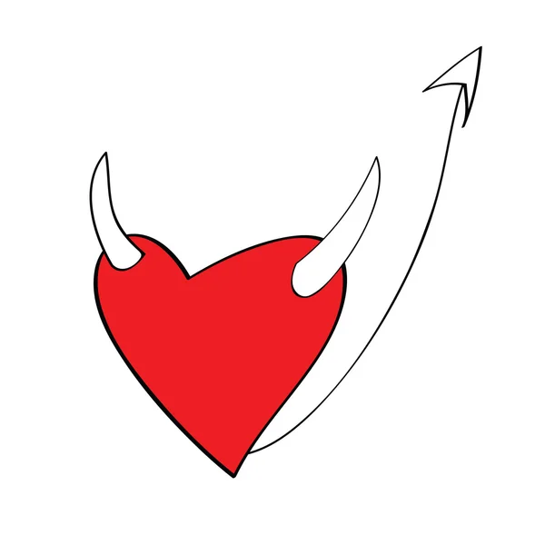 Şeytan kalp karikatür — Stok Vektör