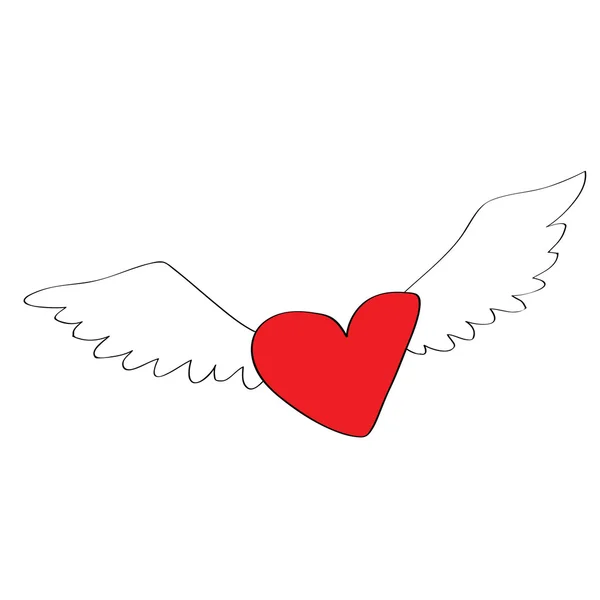 Anděl srdce kreslený — Stockový vektor