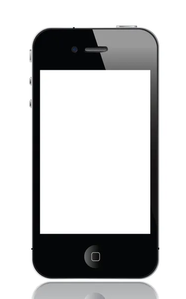 Teléfono móvil negro similar a iPhone aislado en blanco — Vector de stock