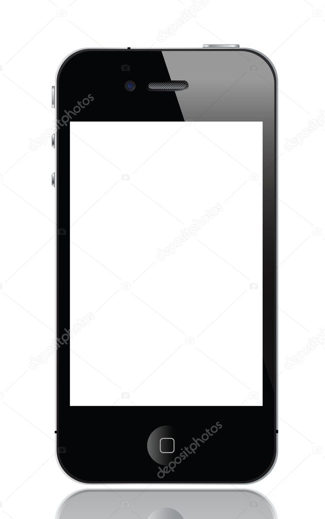 Black Mobile Phone Similar To iPhone Isolated On White