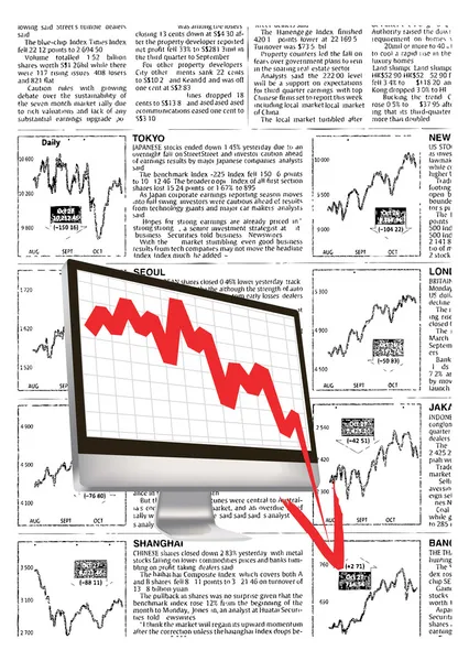 Monitor s klesající akciový index — Stockový vektor