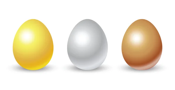 Gold, silver and bronze eggs — Stock Vector