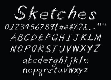 chalk sketch alphabet clipart