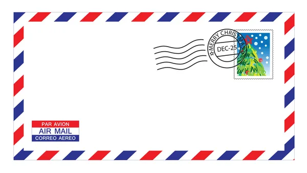 Рождественский почтовый конверт — стоковый вектор