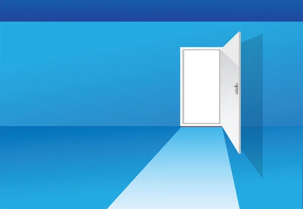 Blauwe kamer met deur — Stockvector