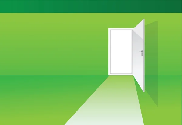 Quarto verde com porta — Vetor de Stock