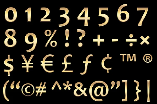 Goldene Zahlen und Zeichen — Stockfoto