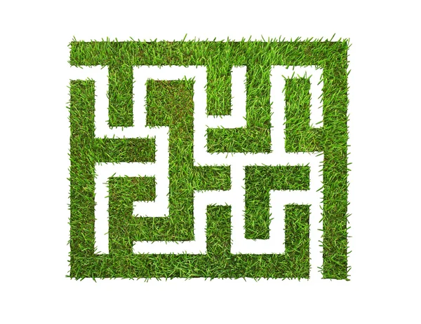 Зелений трав'яний лабіринт, ізольований на білому — стокове фото