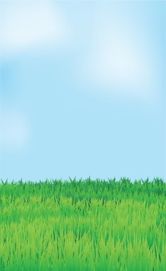 vector landscape, blue sky green field clipart