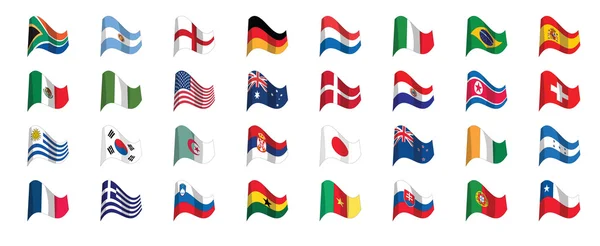 Países iconos de la bandera, Copa del Mundo 2010 Sudáfrica — Vector de stock