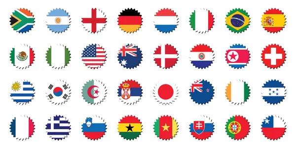 Countries flags badges stickers — Stock Vector