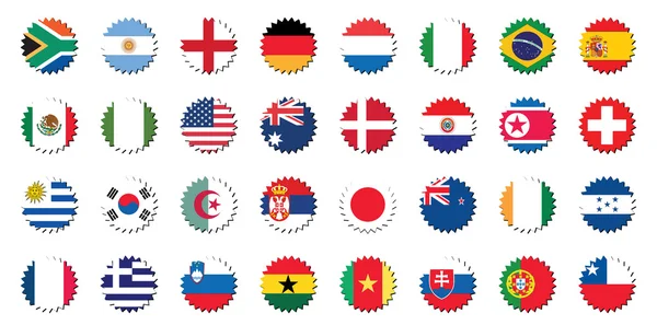 Pays drapeaux badges autocollants — Image vectorielle