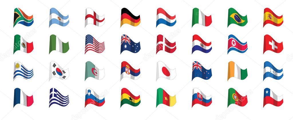 countries flag icons, world cup 2010 south africa