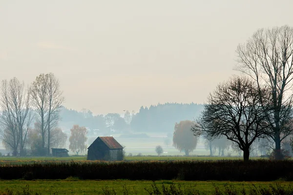 stock image November typical landscape in Bavaria, cloudy and hazy