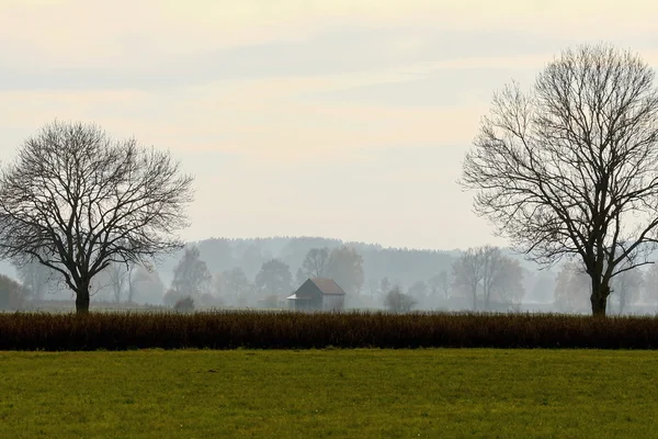 stock image November typical landscape in Bavaria, cloudy and hazy