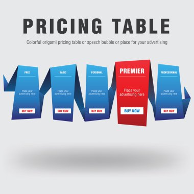 Pricing table clipart