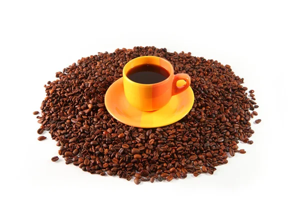 ? offee Kupası ve kahve tahıl — Stok fotoğraf