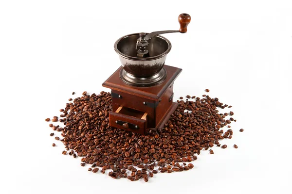 Kaffebruk med kaffebönor — Stockfoto