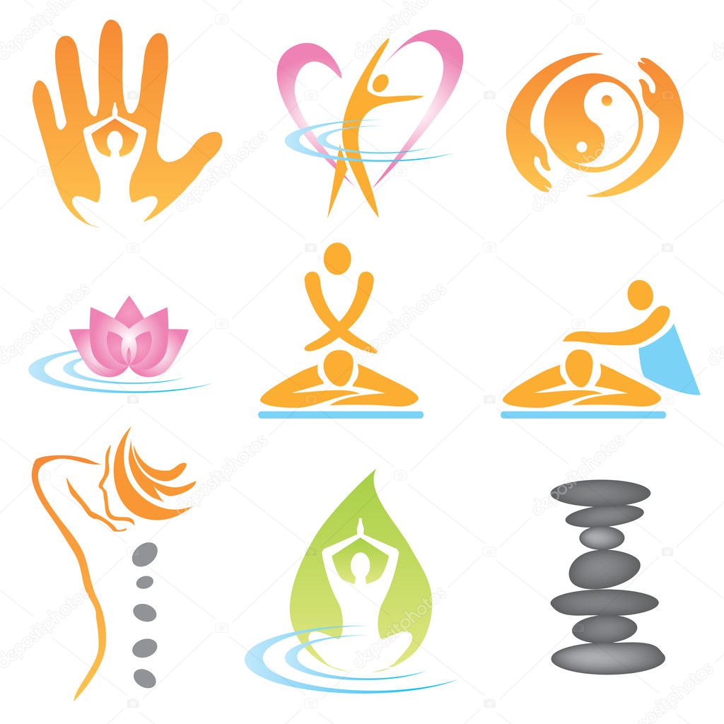 Set of massage , wellnes and spa icons. Vector illustration.