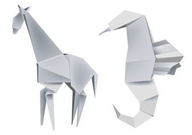 Origami_giraffe_seahorse clipart