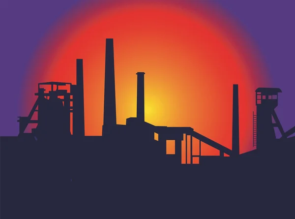 Sunset _ factory — Image vectorielle