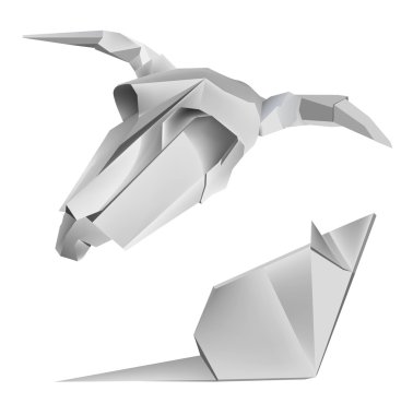 Origami_cow_skull_mouse clipart