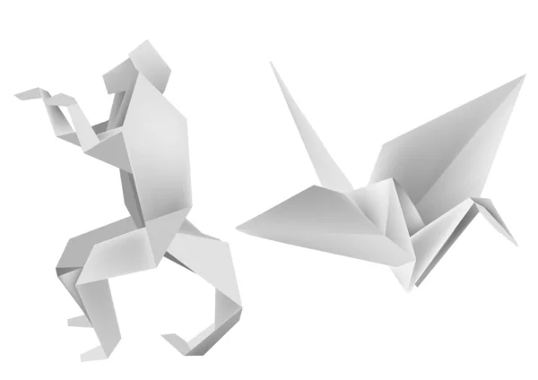 Origami_monkey_crane — Stock Vector