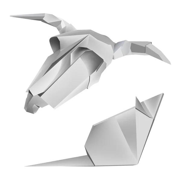 Origami _ cow _ skull _ mouse — Vetor de Stock