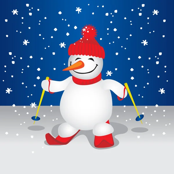 Schattig Snowman (illustratie) — Stockvector