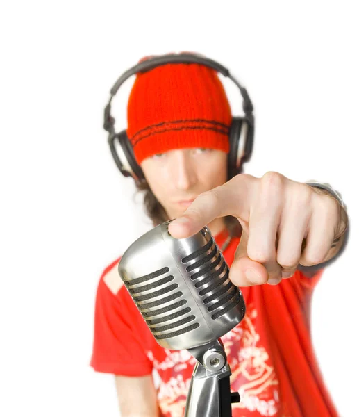 DJ с микрофоном — стоковое фото