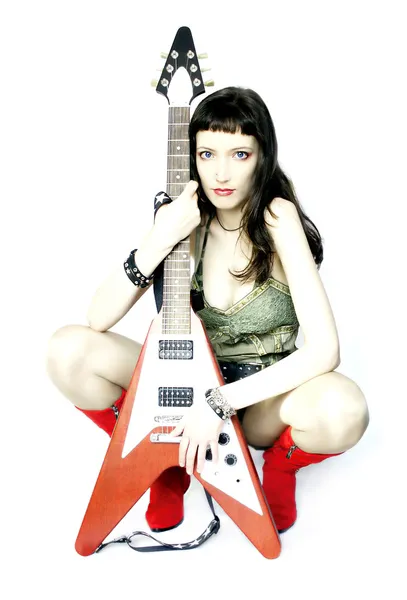 吉他播放机的女孩 — 图库照片