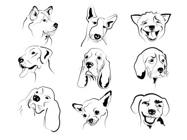 Dog faces clipart