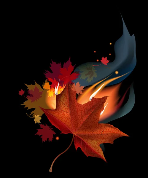 Leaf in fire — Stock Vector