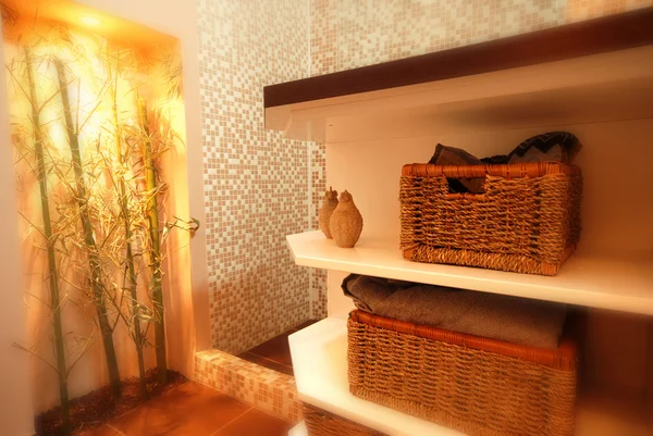 Bambusbaum im Badezimmer — Stockfoto