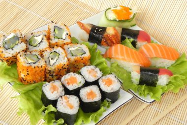 Rolls and sushi. clipart