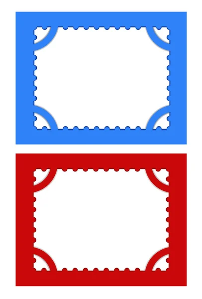 Почтовые марки на красном и синем фоне . — стоковый вектор