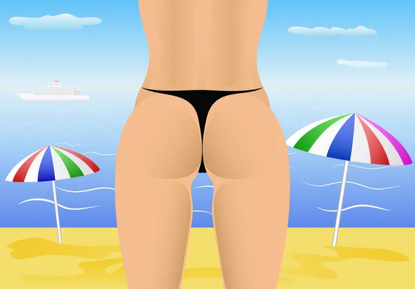 Sexy girl on the beach. — Stock Vector